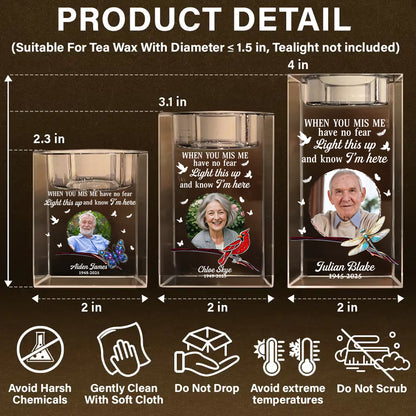 I Miss You - Personalized Crystal Candle Holder