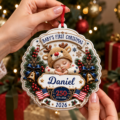 Personalized Baby First Christmas - Real 3D Relief Ornament 2