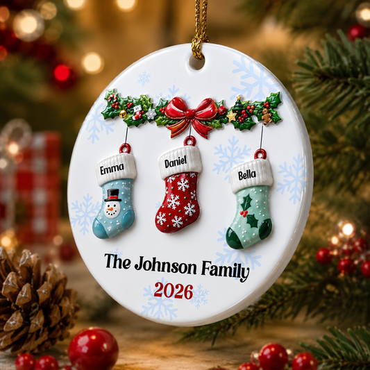 For Mom, Dad, Brother, Sister, Kids - Our Lovely Family - Real 3D Ceramic Ornament