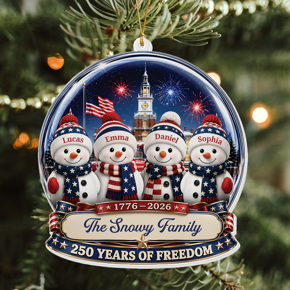 Snowman Family Christmas Merry Christmas - Real 3D Relief Ornament