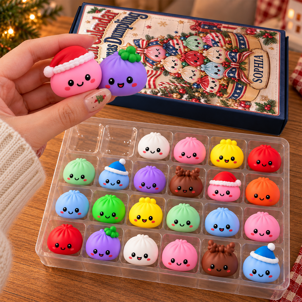 America Dumpling Advent Calendar - Dumpling Advent Calendar - 24 Mini Dumpling Squishies - Family Countdown Calendar