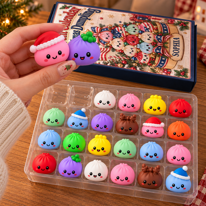 America Dumpling Advent Calendar - Dumpling Advent Calendar - 24 Mini Dumpling Squishies - Family Countdown Calendar
