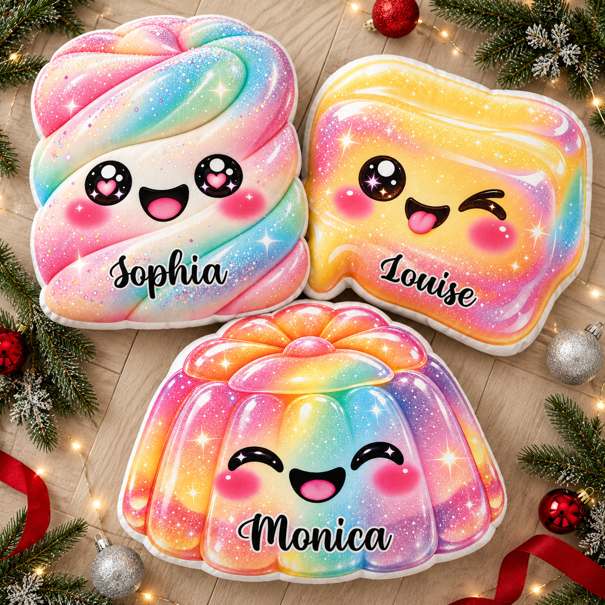 Rainbow Squishy Character Custom Shaped Pillow - Personalized Custom Pillow - Gifts for Kids
