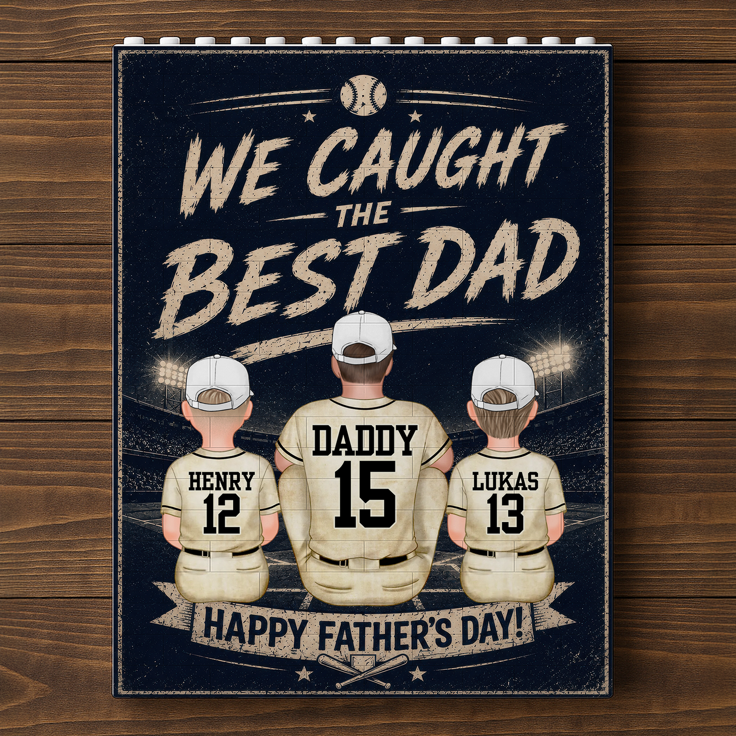 Caught Best Dad Custom Name Puzzle - Personalized Rectangle Building Brick