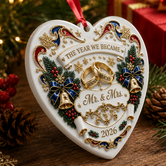 The Year We Became Mr Mrs  - Real 3D Relief Ornament