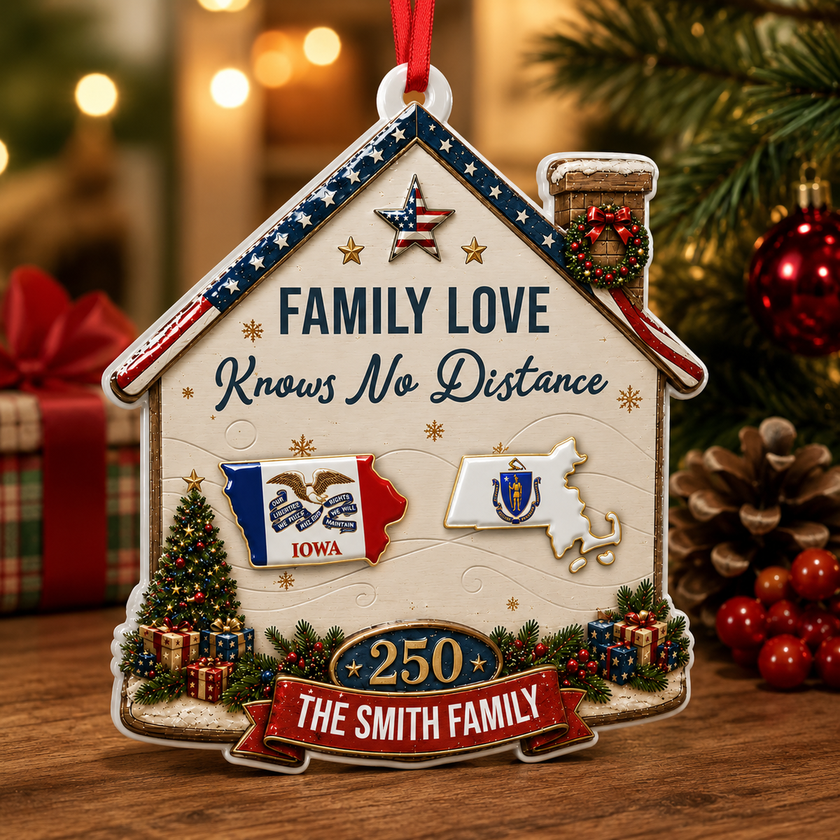 American We Stand Merry Christmas - Real 3D Relief Ornament