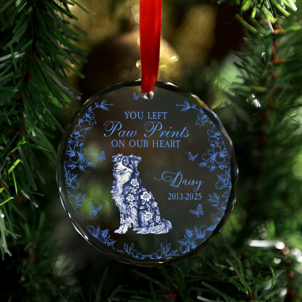 Flower Dog - Personalized Custom Glass Ornament