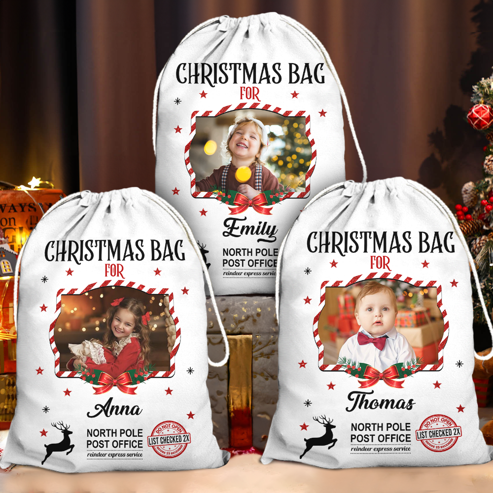 Personalized Christmas Photo - Christmas Bag Gift For Family - Christmas Sack
