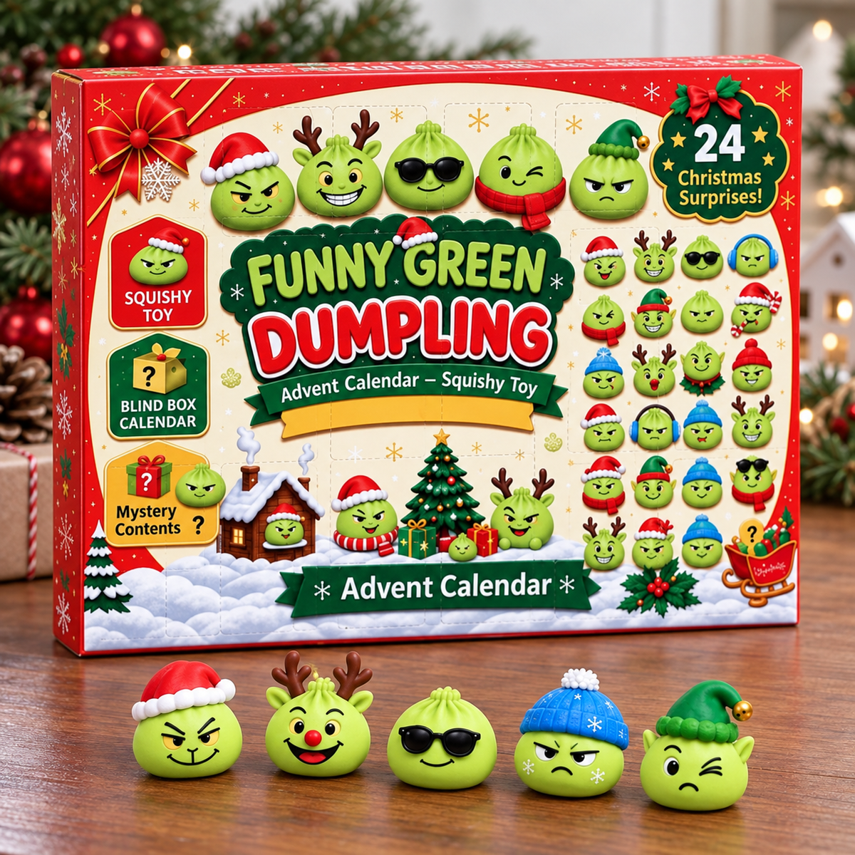 Funny Green Dumpling Advent Calendar - Christmas Countdown Gifts