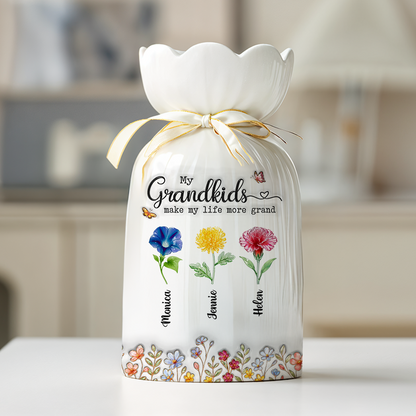 Make Life More Grand With Lovely Kids - Personalized Custom Ribbon Tie Flower Vase