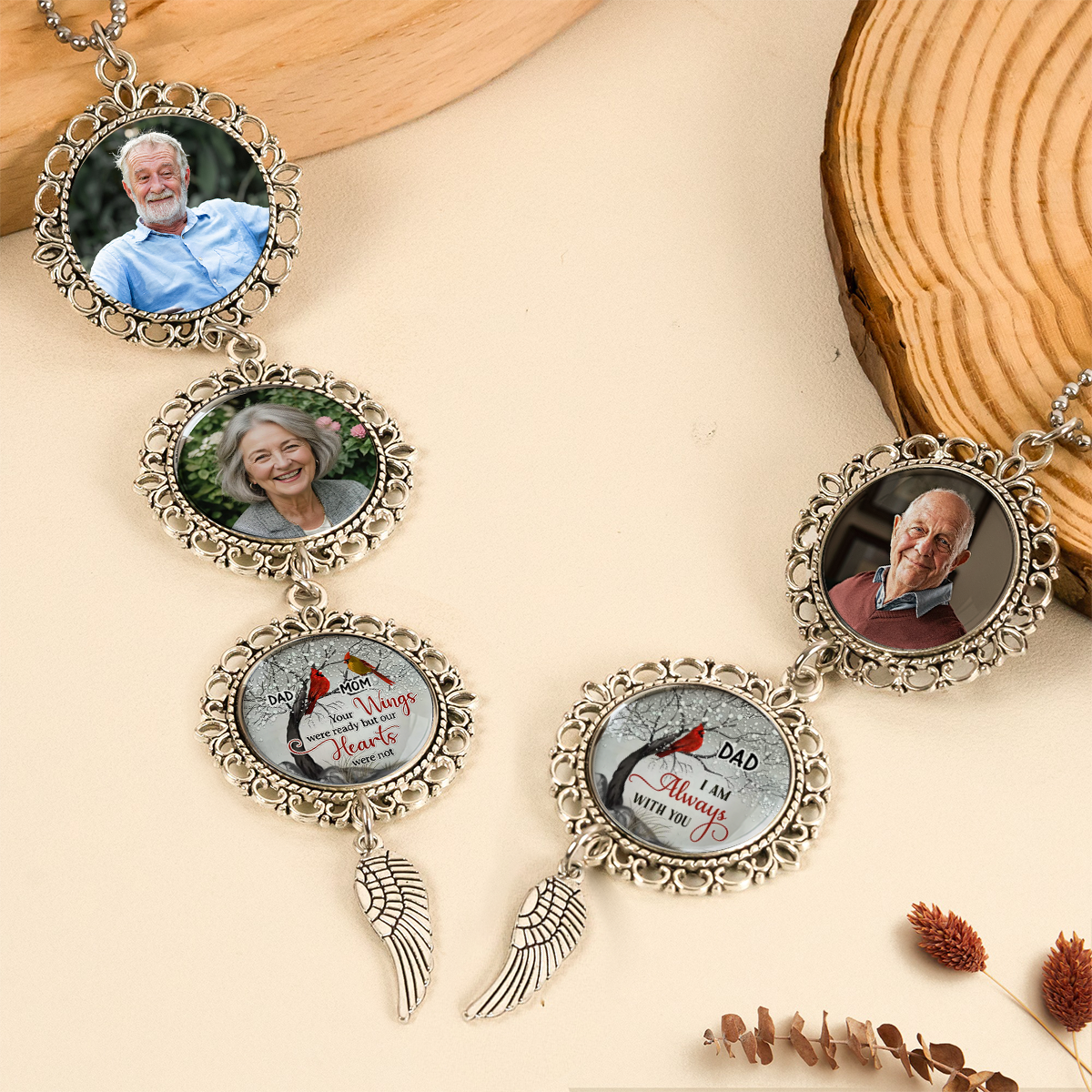 I am Always With You Cardinal- Personalized Photo Car Ornament With Charm