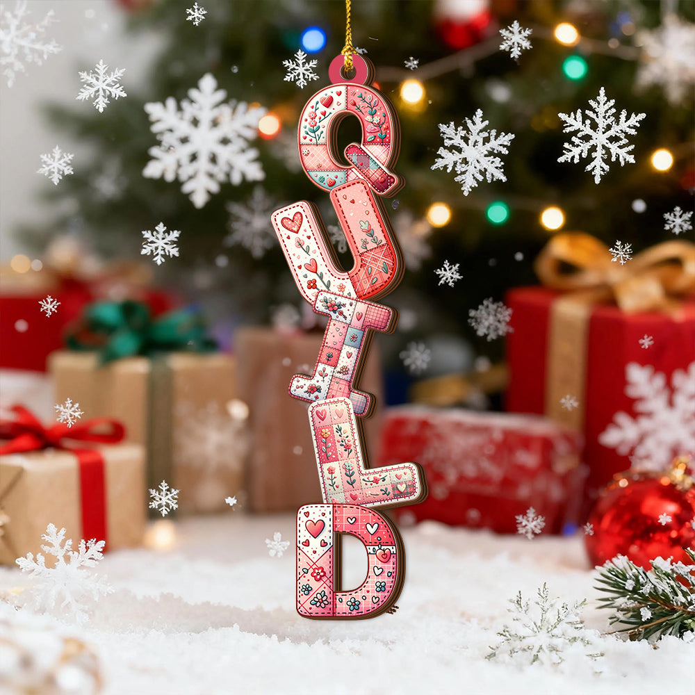 Custom Pink Letter - Custom Shaped 2 Layered Wood Christmas Ornament