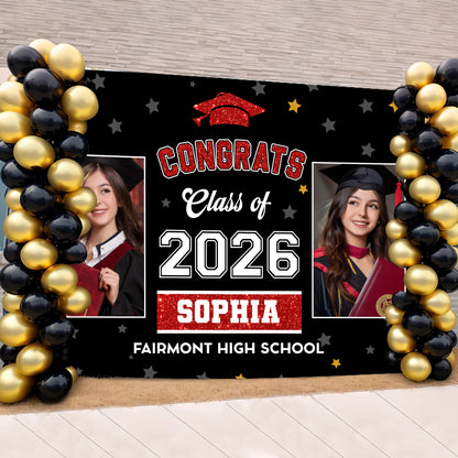 Class Of 2026 Bubble Style Graduation Backdrop - Personalized Congrats Graduation Backdrop