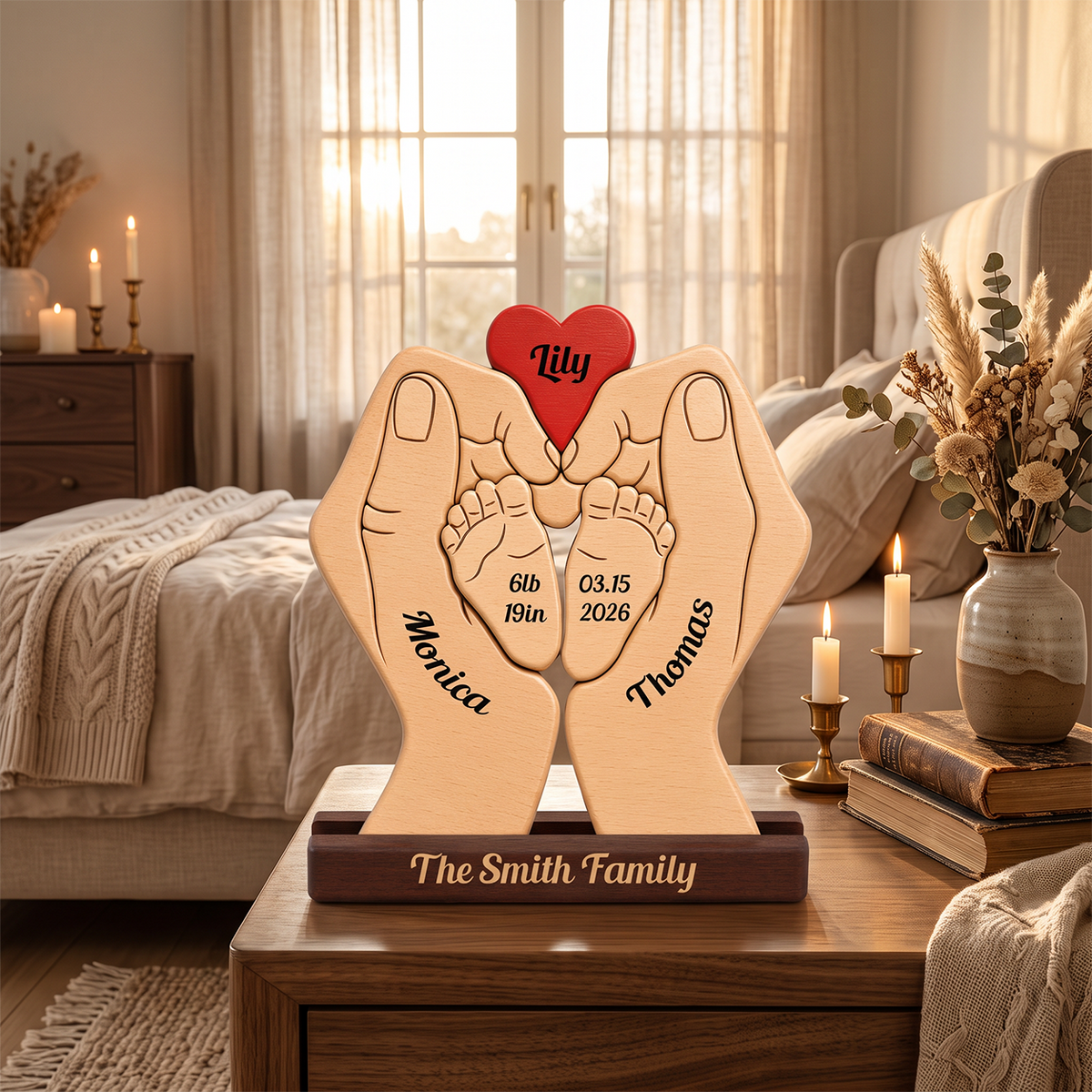 Personalized Baby New Born Puzzle - Custom Premium Wooden Name Puzzle - Christmas Gifts - New Mom New Dad