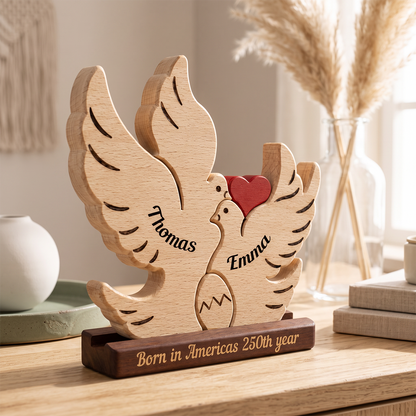 Personalized Bird Family Puzzle - Custom Premium Wooden Name Puzzle - Christmas Gifts