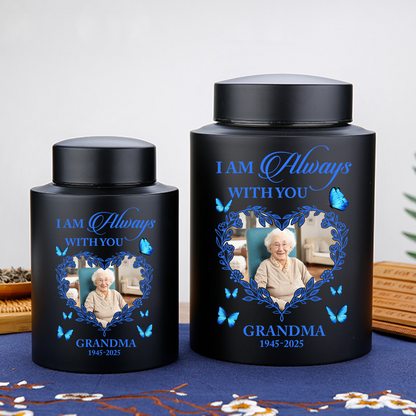 I Am Always With You - Keepsake Wings Urn for Ashes - Stainless Steel Urn