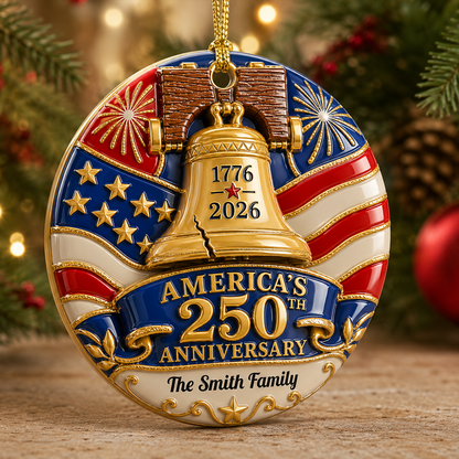 Liberty Bell Family Name Christmas Ornament - Real 3D Ceramic Ornament