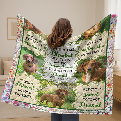 Custom Photo Dog Cat Pet Memorial Snuggle - Memorial Personalized Custom Blanket - Quilt Blanket