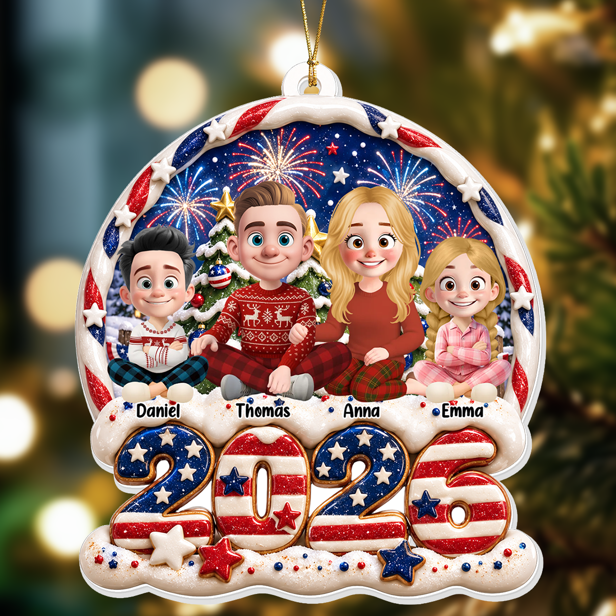 Our Family 250 Years Of Freedom Anniversary - Real 3D Relief Ornament
