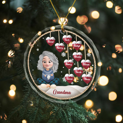 Christmas Snowman Grandma - Christmas Gifts - Personalized Custom Glass Ornament