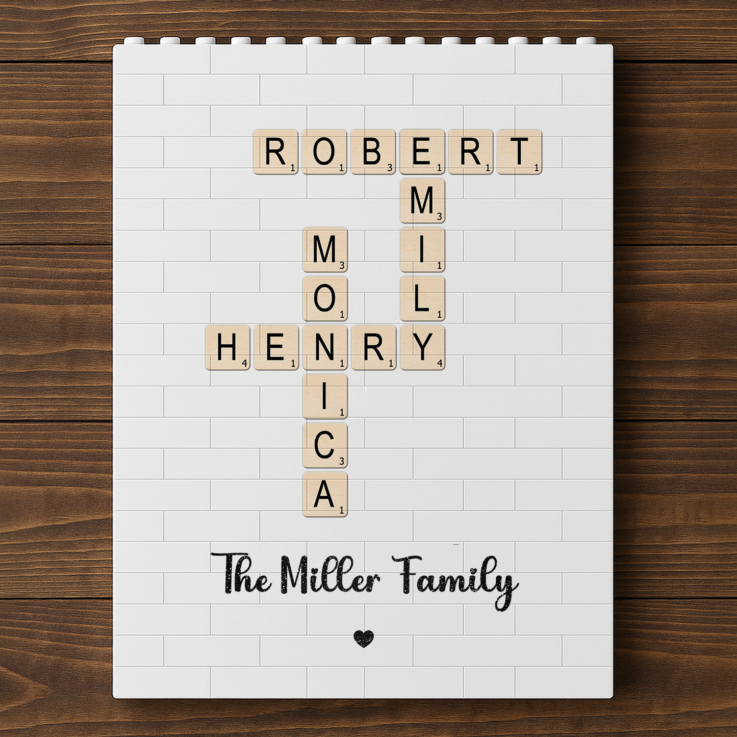 Family Crossword Custom Name Puzzle - Personalized Rectangle Building Brick