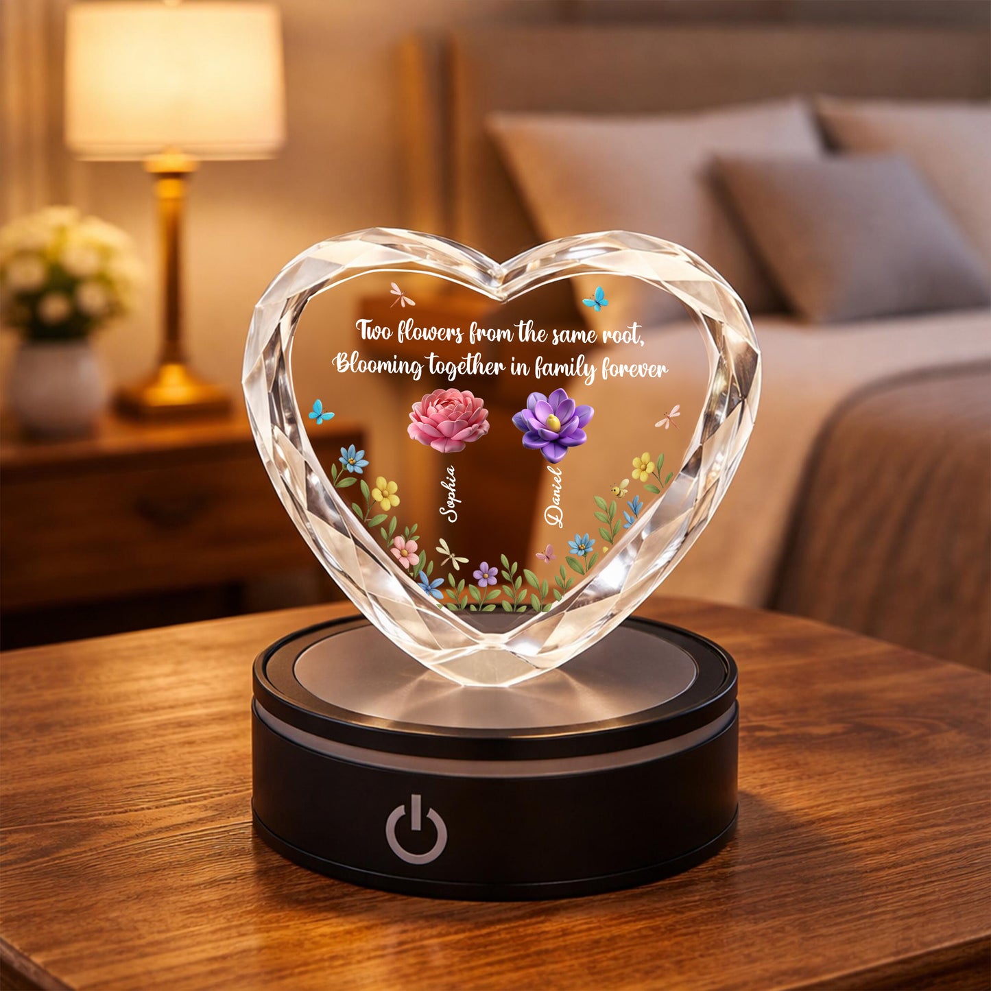 Blossoms Through Every Season - Personalized Custom Crystal Led Light