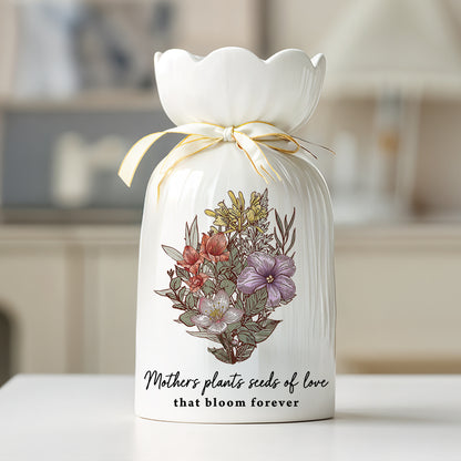 Mothers Plant Seed Of Love - Personalized Custom Ribbon Tie Flower Vase