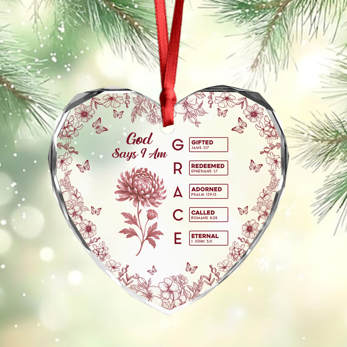 God Says I Am Heart Shape - Christmas Gifts - Personalized Custom Glass Ornament