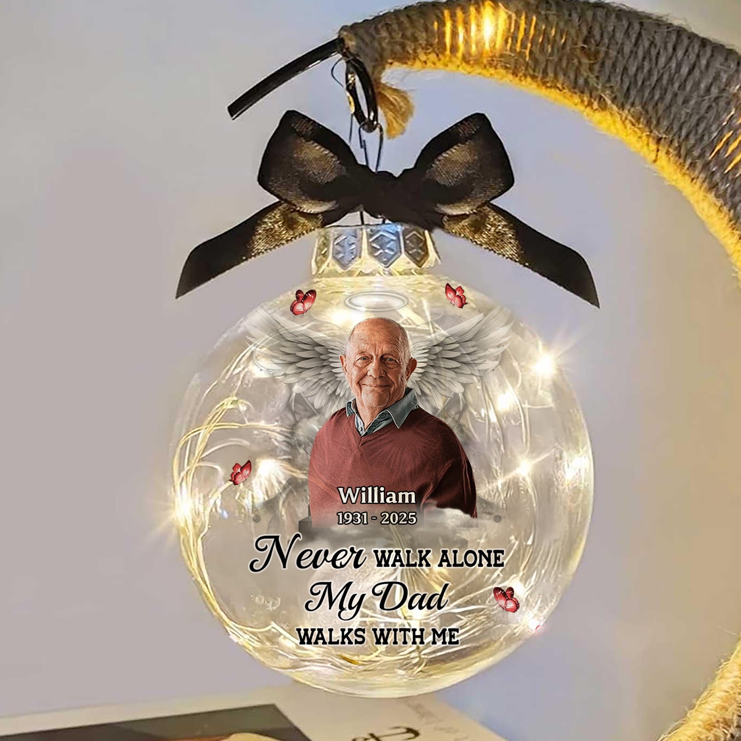 Your Wings Were Ready - Personalized Memorial Moon Led Lamp - Remembrance Gift, Sympathy Gift
