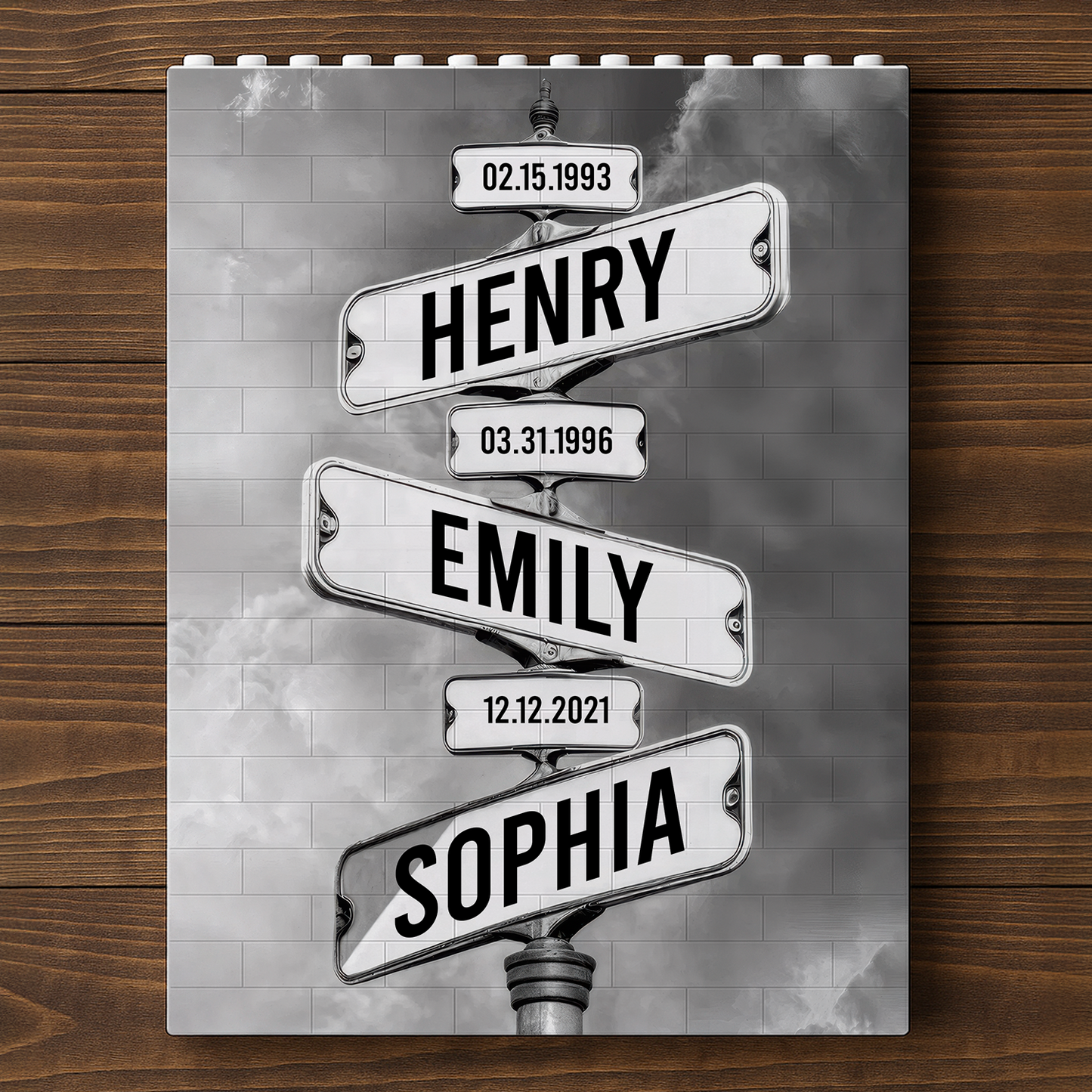 Personalized Family Names Date of Birth Vintage Street Sign Premium - Personalized Rectangle Building Brick