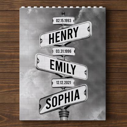 Personalized Family Names Date of Birth Vintage Street Sign Premium - Personalized Rectangle Building Brick