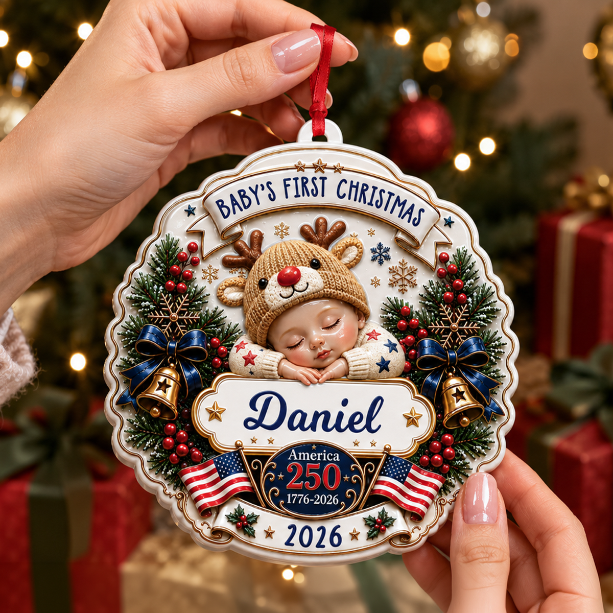 Personalized Baby First Christmas - Real 3D Relief Ornament 2