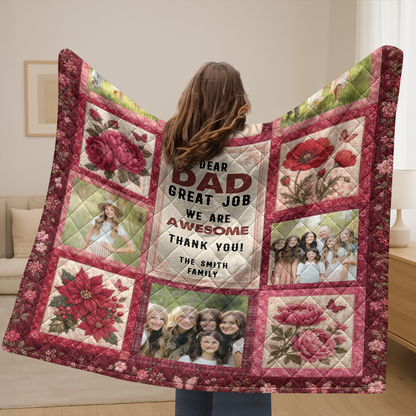 Dear Dad We Are Awesome - Personalized Custom Blanket - Quilt Blanket