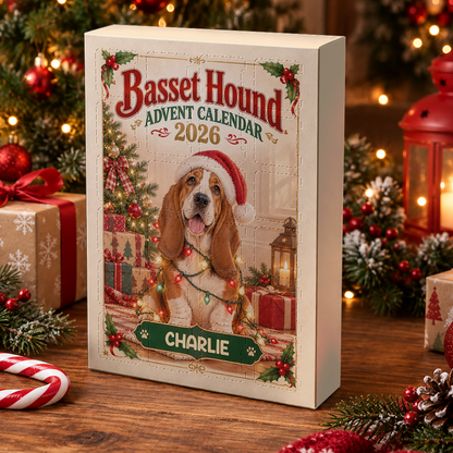Basset Hound Advent Calendar 2026 24 Day Christmas Countdown Box With Cute Cat Figurines - Advent Calendar Box-Box&Acrylic