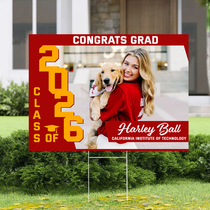 Graduation Classic Lawn Sign, Graduation Gift - Personalized Graduation Yarn Sign With Stake