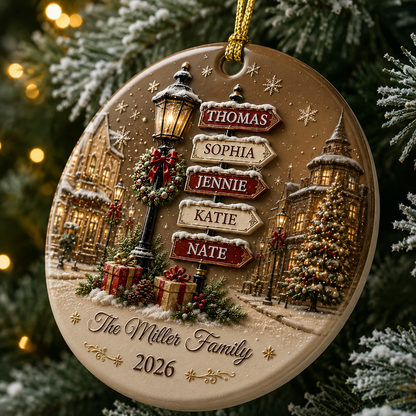 Custom Names Christmas Gifts For Family - Real 3D Ceramic Ornament