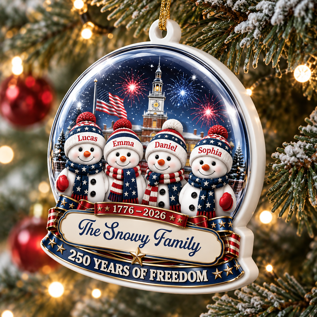 Snowman Family Christmas Merry Christmas - Real 3D Relief Ornament