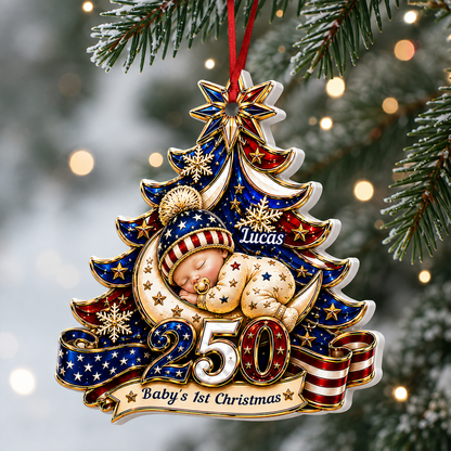 Christmas Gift For Newborn United States Of America - Real 3D Relief Ornament
