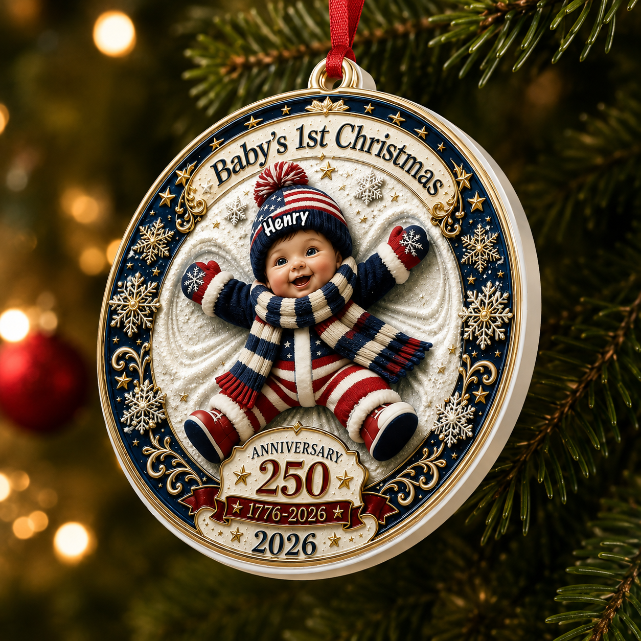 Tiny Miracle 250 Year Of Freedom - Real 3D Relief Ornament - New Moms, New Dads