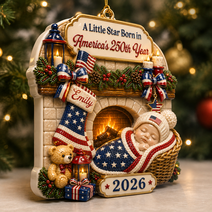 A Little Star Born in America’s 250th New Parents - Real 3D Relief Ornament 2