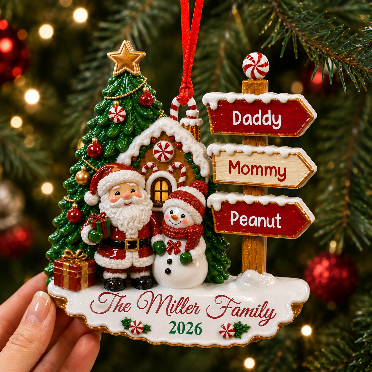 Family Christmas Personalized Ornament - Real 3D Relief Ornament