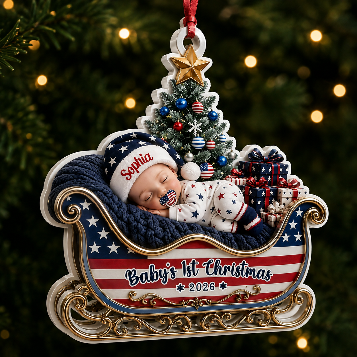 New Parents - Precious Little Bundle Of Joy 250 Years Of Freedom  - Real 3D Relief Ornament