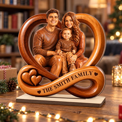 God Bless Our Family - Personalized 2-Layer Wood Plaque With Flat Base