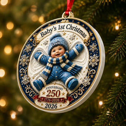 Tiny Miracle 250 Year Of Freedom - Real 3D Relief Ornament - New Moms, New Dads