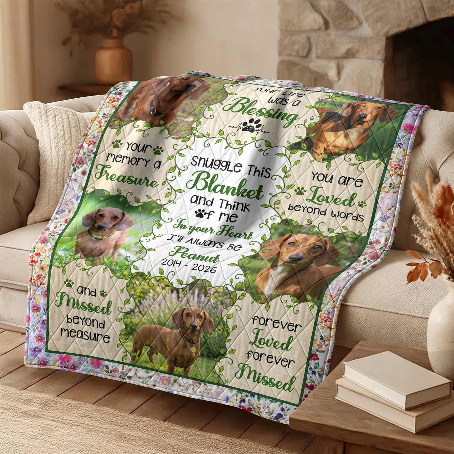 Custom Photo Dog Cat Pet Memorial Snuggle - Memorial Personalized Custom Blanket - Quilt Blanket