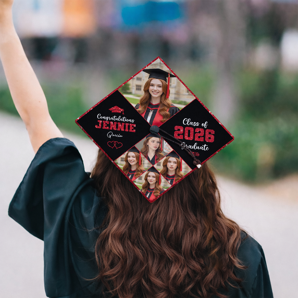 Glitter Cap Topper Class Of 2026 - Personalized Printed Graduation Cap Topper