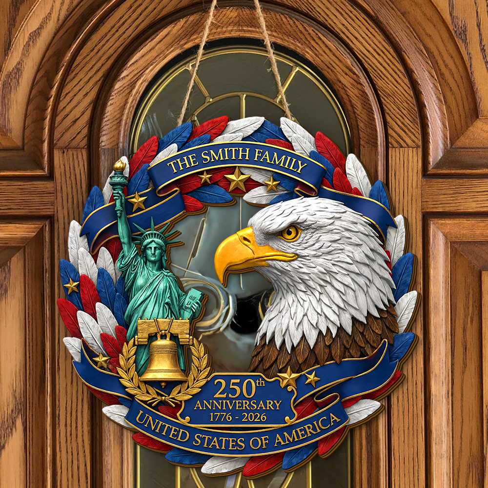 Custom Wood Sign Eagle - Personalized America 250th Anniversary Gifts