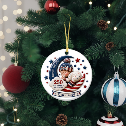 Baby's First Christmas Freedom - Real 3D Ceramic Ornament