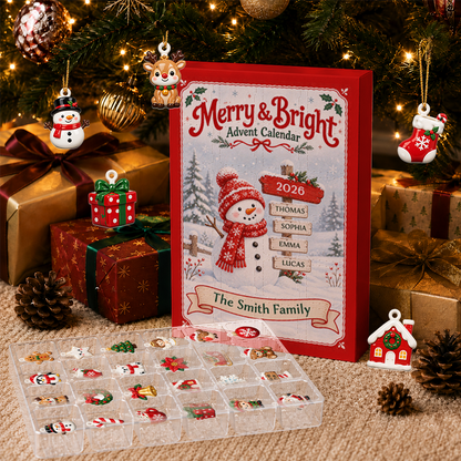 Merry And Bright Snowman Advent Calendar 2026 24 Day Christmas Countdown Box With Cute Figurines - Advent Calendar Box-Box&Acrylic