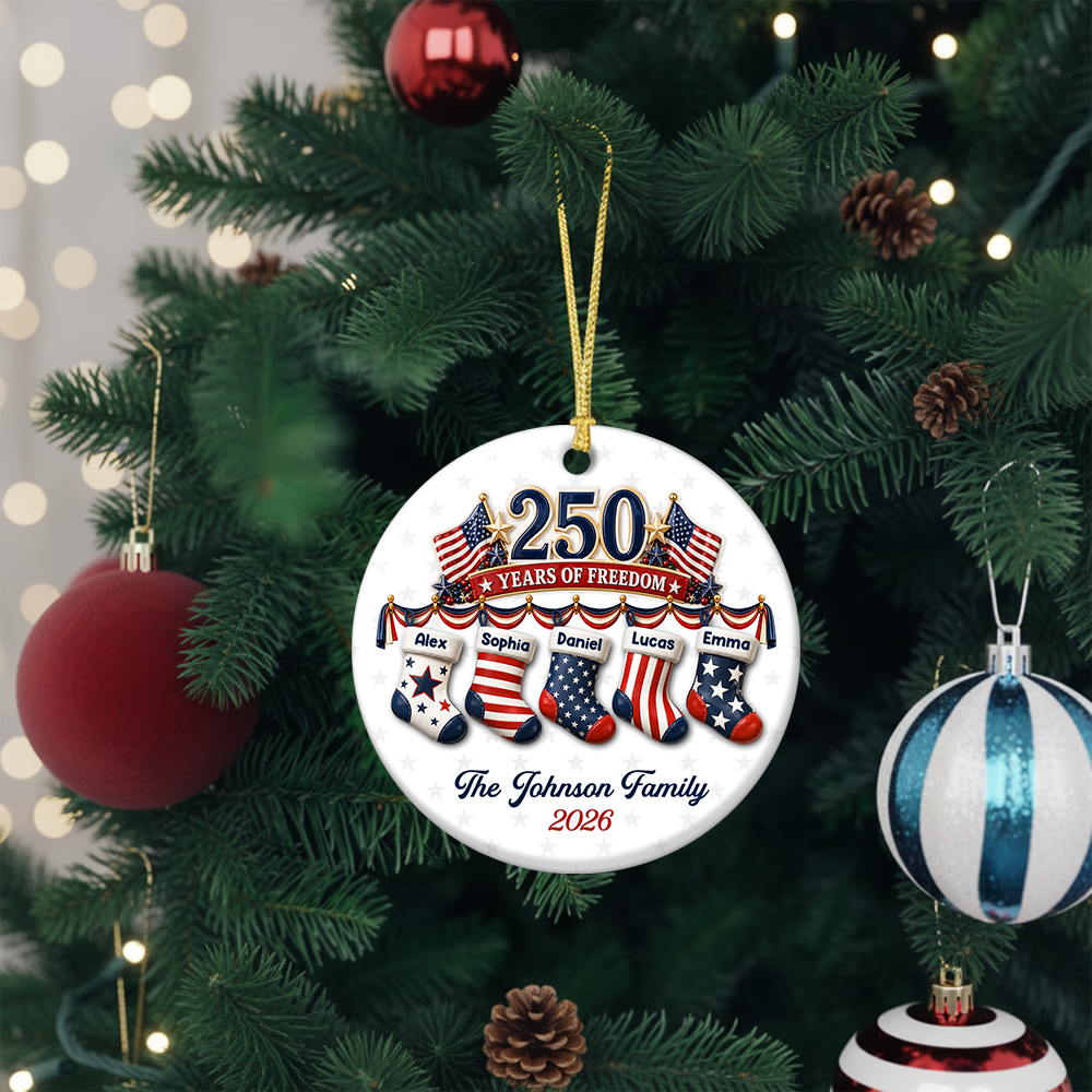 Personalized America 250th Anniversary Christmas Gifts - Real 3D Ceramic Ornament